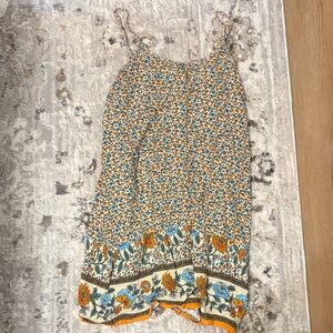 Floral Mini Dress with Orange and Blue Accents